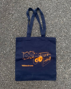 VHS Tote Bag (navy blue and orange)